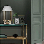 Консоль овальной формы золотая с полкой для хранения Craig варинант исполнения - 3 | Loft Concept в Волгограде