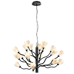 Люстра подвесная черного цвета с ветвями и белыми фарфоровыми цветами Floralis варинант исполнения - 8 | Loft Concept в Волгограде