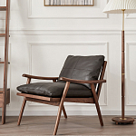 Кресло c каркасом из массива дерева и мягкой кожаной обивкой Walnut Armchair варинант исполнения - 11 | Loft Concept в Волгограде