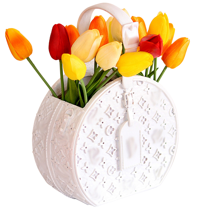 Кашпо для цветов в виде сумки Bag Vase Round White Белый Кашпо для цветов в виде сумки Bag Vase Round White Белый в Волгограде | Loft Concept