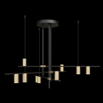 Люстра с 9-ю цилиндрическими плафонами цвета латунь TRIBES CHANDELIER варинант исполнения - 1 | Loft Concept в Волгограде