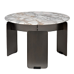 Столик журнальный с круглой мраморной столешницей на трех опорах Marble Stone Drawing варинант исполнения - 1 | Loft Concept в Волгограде