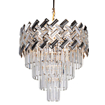 Люстра многоярусная с переплетенными металлическими элементами черного и золотого цвета и прозрачными хрустальными подвесками Empire Chandelier Crystal варинант исполнения - 1 | Loft Concept в Волгограде