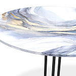 Стол журнальный с круглой бело-голубой столешницей из стекла White and Blue Marble варинант исполнения - 3 | Loft Concept в Волгограде