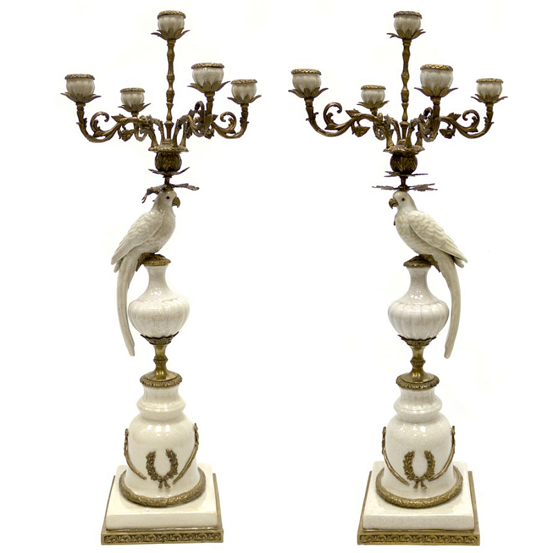 Подсвечник Candlestick White Parrot Белый Бронза Подсвечник Candlestick White Parrot Белый Бронза в Волгограде | Loft Concept