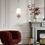 Бра с белым текстильным абажуром и фигурным основанием с зеркальной вставкой Vitorino варинант исполнения - 7 | Loft Concept в Волгограде