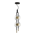 Подвесной светильник с 2-мя прозрачными стеклянными плафонами и золотистыми центральными вставками Virelia  варинант исполнения - 5 | Loft Concept в Волгограде