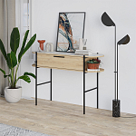 Консоль напольная деревянная с выдвижным ящиком и 2-мя полками со столешницей цвета белый мрамор OTIS CONSOLE OAK варинант исполнения - 3 | Loft Concept в Волгограде