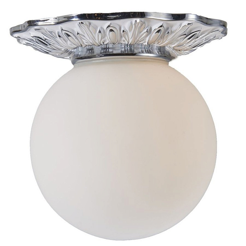 Потолочный светильник Globus Lamp Silver Серебряный Молочный Потолочный светильник Globus Lamp Silver Серебряный Молочный в Волгограде | Loft Concept