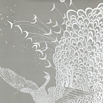 Обои ручная роспись в стиле Арт-деко Whistler Peacocks Special Colourway on Pale Grey dyed silk варинант исполнения - 2 | Loft Concept в Волгограде