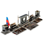 Настольный письменный набор с часами из природного камня обсидиана Team leader варинант исполнения - 2 | Loft Concept в Волгограде