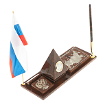 Настольный письменный набор с часами в виде пирамиды из природного камня обсидиана Pyramid of Time варинант исполнения - 2 | Loft Concept в Волгограде