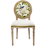 Стул бежевый из натурального бука с изображением птиц и цветов Blooming Blue Birds варинант исполнения - 1 | Loft Concept в Волгограде