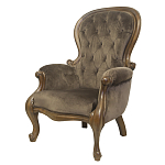 Кресло с мягкой обивкой из коричневого велюра на 4-х деревянных ножках Evelyn Classical Armchair варинант исполнения - 3 | Loft Concept в Волгограде