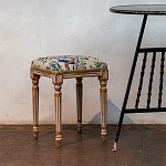 Банкетка одноместная из массива бука с цветочным принтом Beige Chinoiserie Garden Banquette варинант исполнения - 3 | Loft Concept в Волгограде