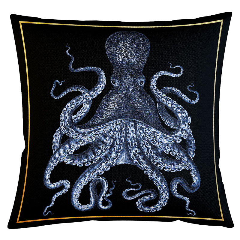 Декоративная подушка Blue Octopus Бежевый Черный Морская синь в Волгограде | Loft Concept 
