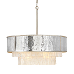 Люстра круглая с подвесками из текстурированного стекла молочного цвета Hinkley варинант исполнения - 1 | Loft Concept в Волгограде