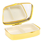 Таблетница карманная прямоугольная с 2-мя отделениями с зеркалом и накладкой из натурального камня Авантюрин Gold Stone Pillboxes варинант исполнения - 3 | Loft Concept в Волгограде