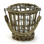 Кашпо стеклянное в плетёной корзине Timber варинант исполнения - 2 | Loft Concept в Волгограде