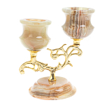 Подсвечник двухрожковый из натурального камня оникс Stone Candlestick варинант исполнения - 1 | Loft Concept в Волгограде