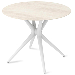 Стол обеденный с круглой столешницей из керамики на четырех белых ножках Sand Ceramics варинант исполнения - 2 | Loft Concept в Волгограде