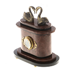 Часы настольные из натурального камня с декором в виде двух лебедей Swans Stone Clock варинант исполнения - 6 | Loft Concept в Волгограде