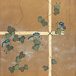 Обои ручная роспись Morning Glory Original colourway on gold metallic silk варинант исполнения - 1 | Loft Concept в Волгограде