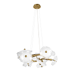 Люстра подвесная круглая с ветвистыми бронзовыми элементами и стеклянными рифлеными дисками Textured Glass Chandelier варинант исполнения - 3 | Loft Concept в Волгограде