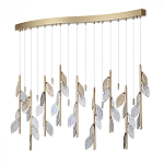 Люстра с золотистыми трубками и прозрачными стеклянными листьями на подвесах Sylva  варинант исполнения - 2 | Loft Concept в Волгограде