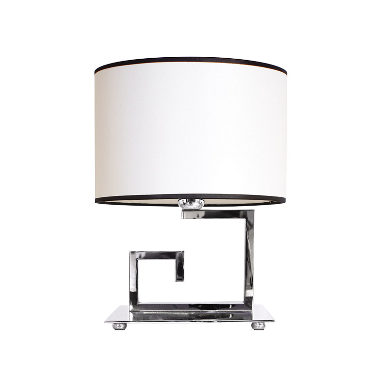 Настольная лампа с белым цилиндрическим абажуром с темной окантовкой Natural Concepts Черный Бежевый Хром в Волгограде | Loft Concept 