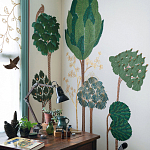 Обои ручная роспись Mughal Trees Original colourway on linen варинант исполнения - 1 | Loft Concept в Волгограде