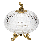 Конфетница прозрачная стеклянная на бронзовых ножках в виде морских коньков с крышкой в виде ракушки Eden Garden варинант исполнения - 1 | Loft Concept в Волгограде