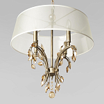 Люстра подвесная круглая с тканевым полупрозрачным абажуром и подвесками 4 лампы Gilded Elegance варинант исполнения - 4 | Loft Concept в Волгограде