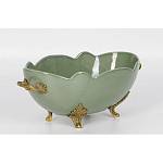Чаша зеленого цвета из фарфора с волнообразным краем Eden Garden porcelain and bronze варинант исполнения - 1 | Loft Concept в Волгограде