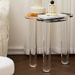 Дизайнерский журнальный стол с фигурной столешницей на 3-х прозрачных ножках Rahakif варинант исполнения - 2 | Loft Concept в Волгограде