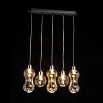 Люстра с 3-мя плафонами волнообразной формы цвета янтарь и 2-мя прозрачными шарообразными плафонами Lucid Rain  варинант исполнения - 3 | Loft Concept в Волгограде