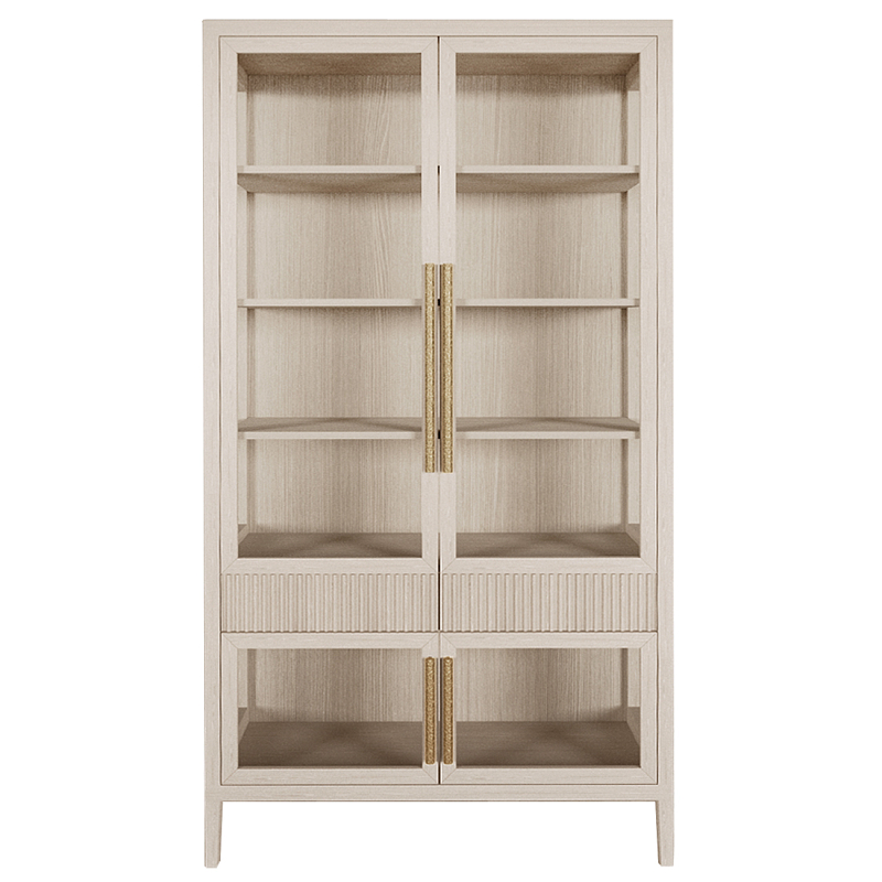 Витрина Primo со стеклянными фасадами и 2 ящиками Светлый дуб Древесина Золотой в Волгограде | Loft Concept 