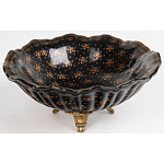 Блюдо черного цвета из фрафора на бронзовых ножках Eden Garden porcelain and bronze варинант исполнения - 2 | Loft Concept в Волгограде