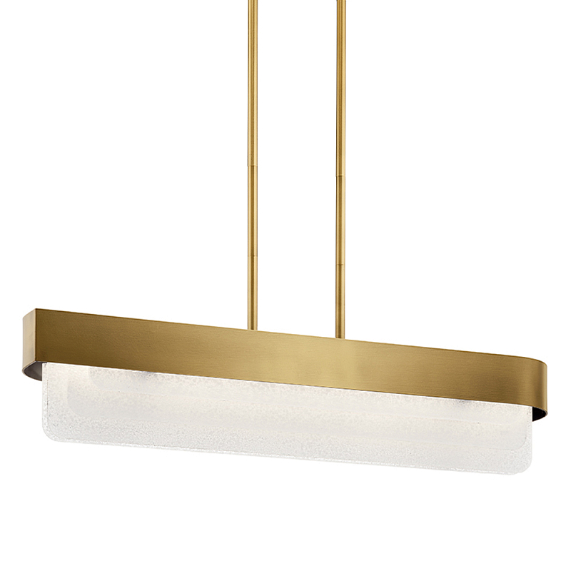 Люстра подвесная прямоугольная цвета латунь Kichler Латунь Прозрачное Стекло Белый в Волгограде | Loft Concept 