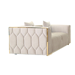 Диван двухместный  бежевый с золотым каркасом Bertrude варинант исполнения - 1 | Loft Concept в Волгограде