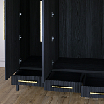 Большой Шкаф Primo Черный дуб с 3 дверьми и 3 выдвижными ящиками варинант исполнения - 7 | Loft Concept в Волгограде