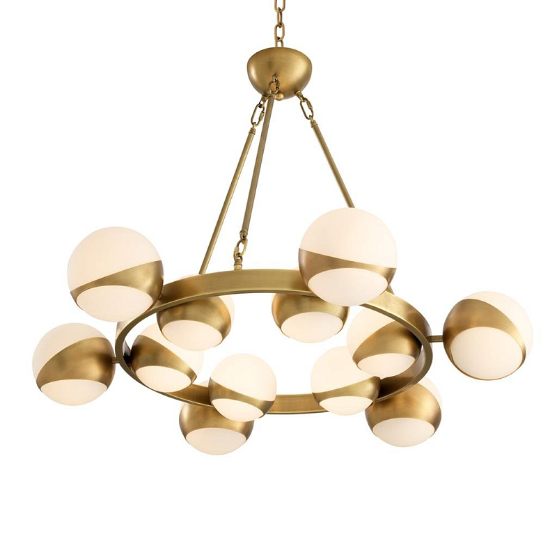 Люстра Chandelier Piazetta Латунь Античная полированная Белый Люстра Chandelier Piazetta Латунь Античная полированная Белый в Волгограде | Loft Concept