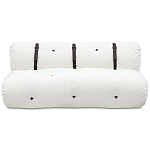 Двухместный диван без подлокотников белый с обивкой букле и ремешками из кожи Blaise Boucle Sofa варинант исполнения - 1 | Loft Concept в Волгограде