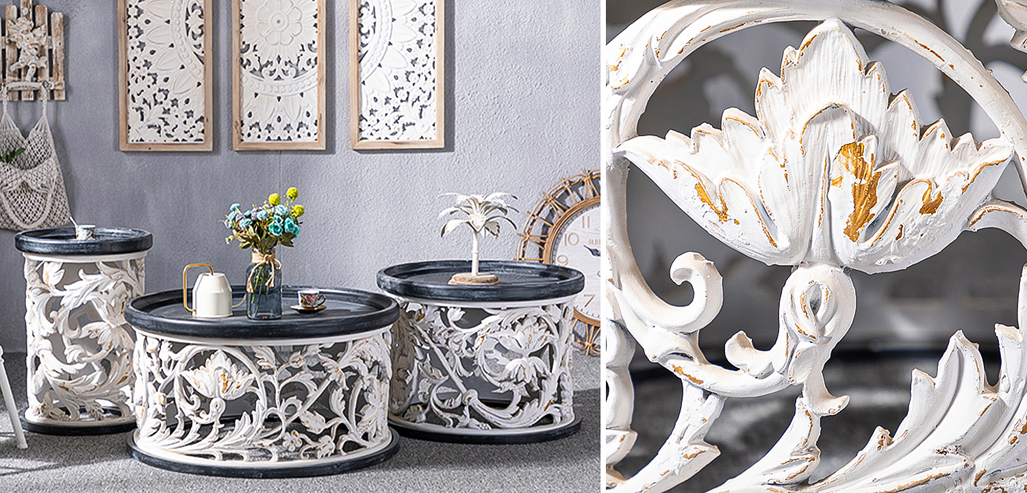 Кофейный стол Fleurette Provence Black White Side Table 63 - Loft-Concept в Волгограде