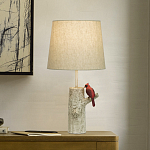 Настольная лампа с тканевым абажуром и основанием в виде птицы на дереве Simurq варинант исполнения - 2 | Loft Concept в Волгограде