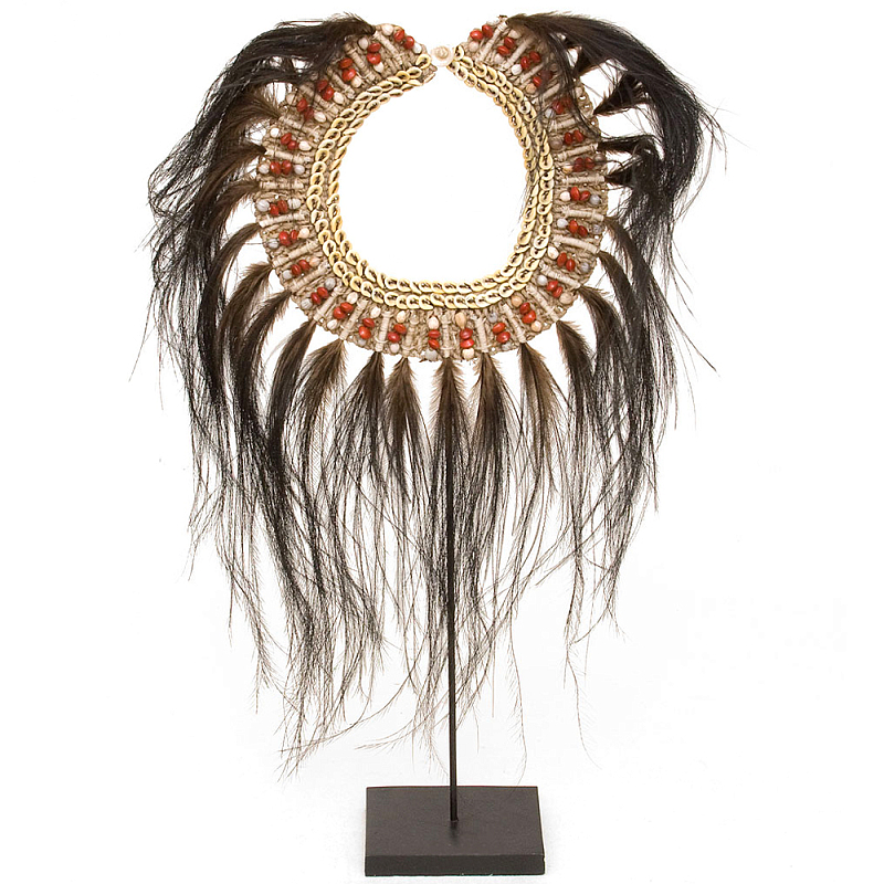 Декоративный аксессуар воротник из ракушек и перьев на подставке Aboriginal Collar Коричневый Бежевый Красный Черный Декоративный аксессуар воротник из ракушек и перьев на подставке Aboriginal Collar Коричневый Бежевый Красный Черный в Волгограде | Loft Concept
