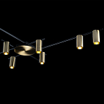 Потолочный светильник с 10-ю цилиндрическими плафонами цвета латунь TRIBES CHANDELIER варинант исполнения - 5 | Loft Concept в Волгограде