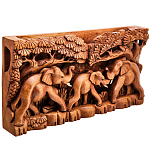 Панно из дерева слоны Panel With Animals варинант исполнения - 2 | Loft Concept в Волгограде