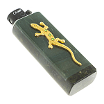 Зажигалка газовая из натурального камня Офиокальцит с декоративной металлической вставкой в виде ящерицы Metal Stone Lighters варинант исполнения - 3 | Loft Concept в Волгограде