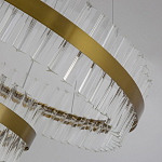 Люстра подвесная двухъярусная с золотистымыми кольцами и прозрачными стеклянными элементами Ring Horizontal варинант исполнения - 4 | Loft Concept в Волгограде